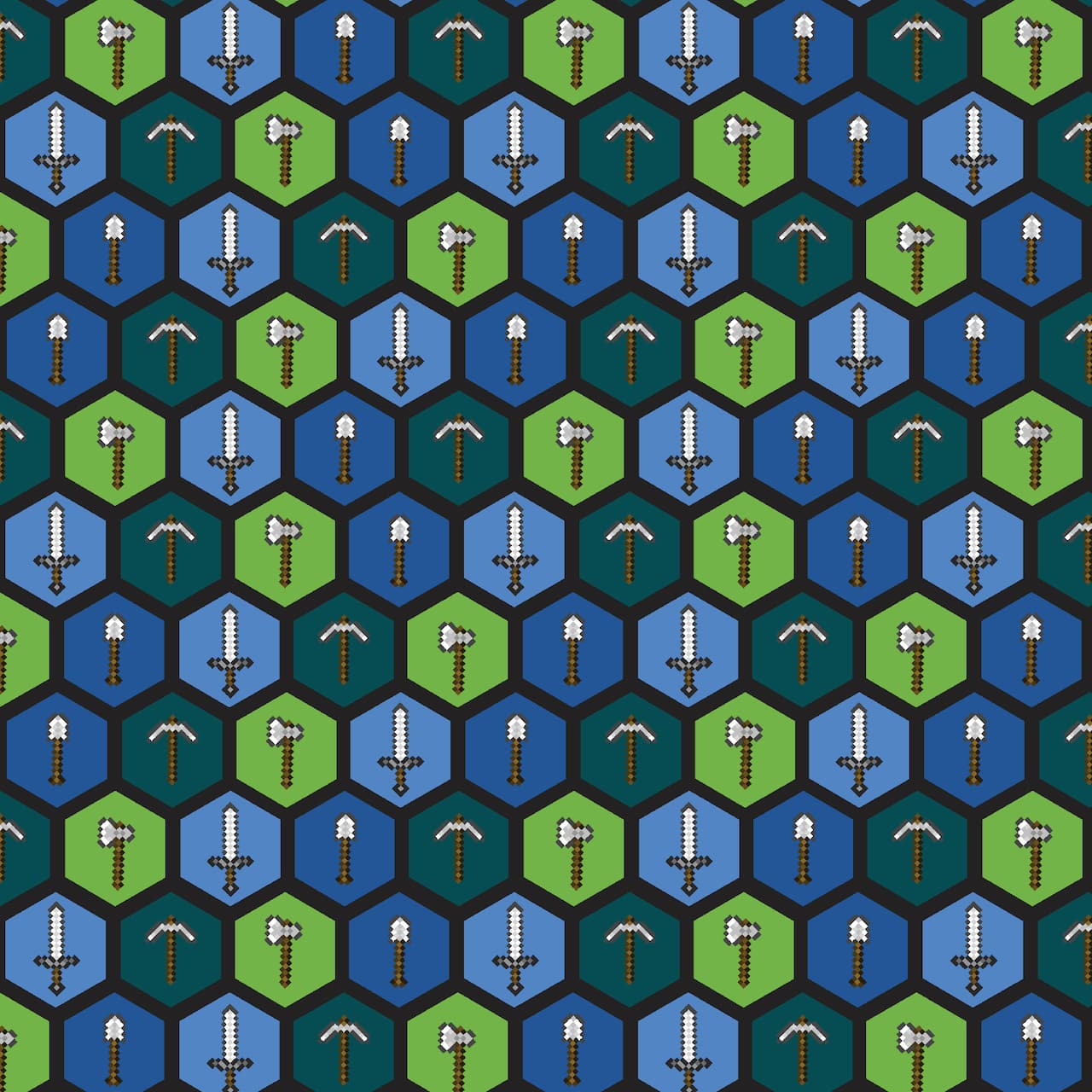 Mojang Multicolored Minecraft Tools Cotton Fabric